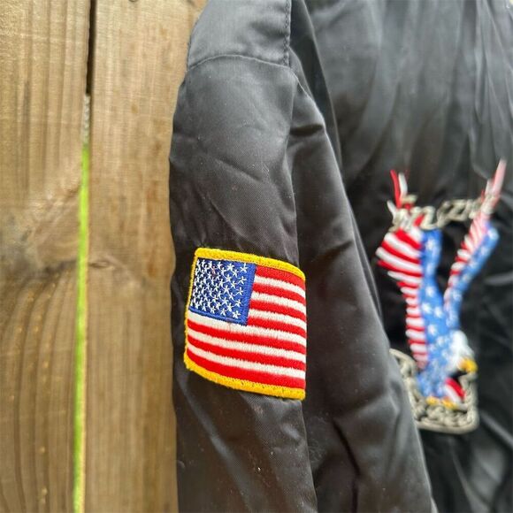 Vintage Snap-On Swingster Men's Bomber Jacket L Black Embroidered Zip-Up - Picture 10 of 11